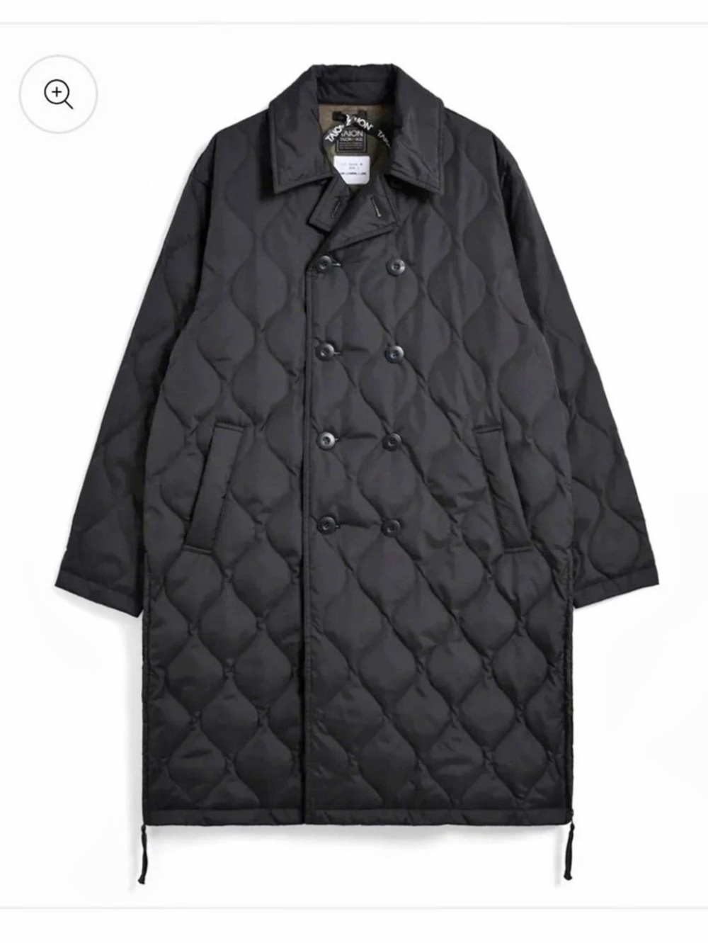 TAION MILITARY DOUBLE BREASTED DOWN JACKET - BLACK - SIZE MEDIUM